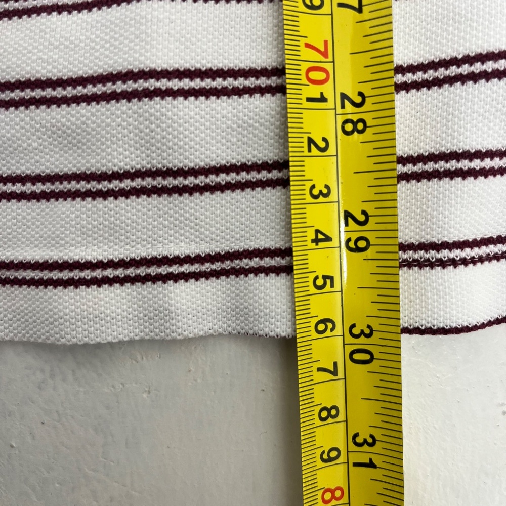 Brooks Brothers Mens X-Large Polo Shirt White Red Striped Fleece Short Sleeve - Picture 7 of 8